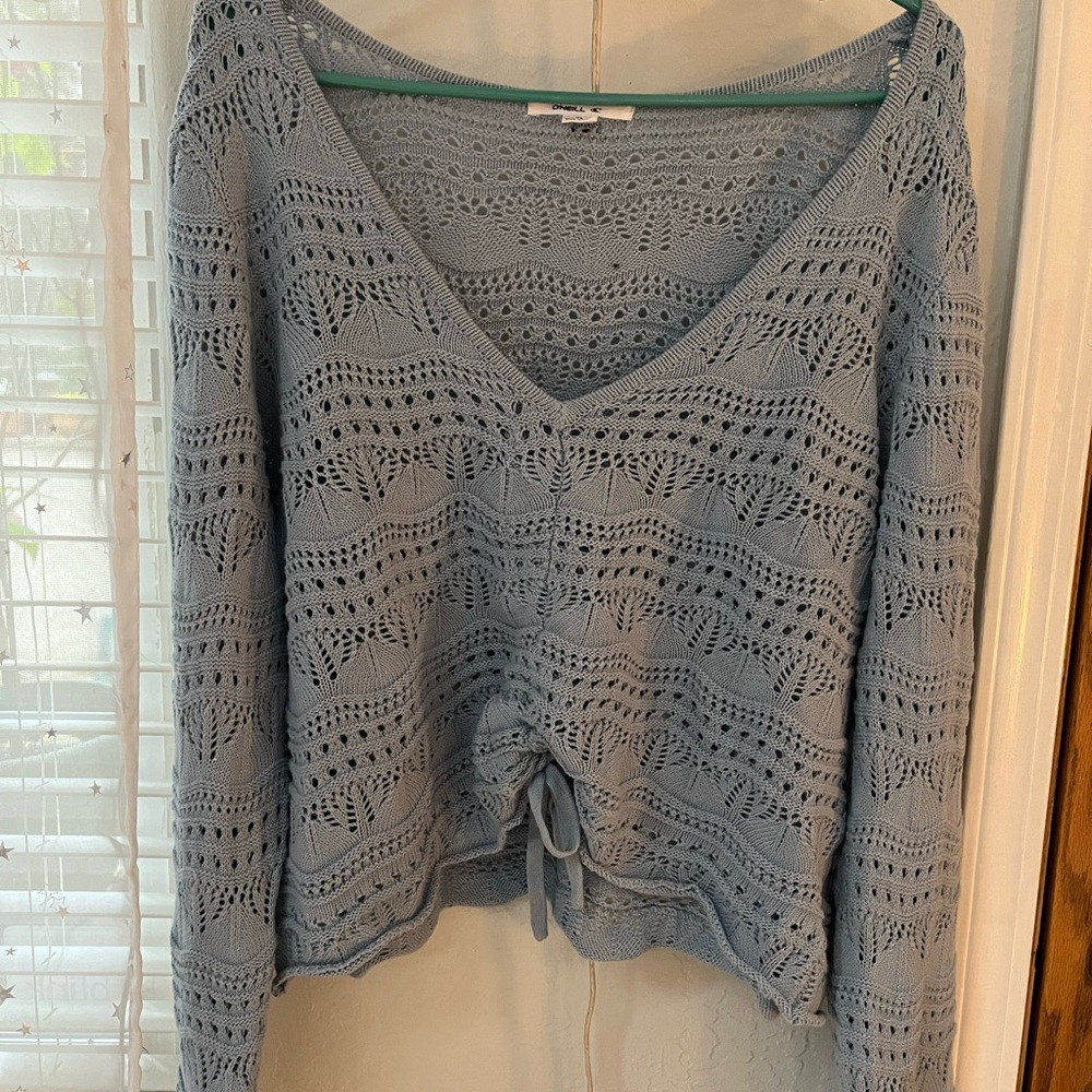 O’Neill open knit tie front sweater